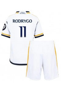 Fotbalové Dres Real Madrid Rodrygo Goes #11 Dětské Domácí Oblečení 2023-24 Krátký Rukáv (+ trenýrky)